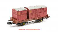 921006 Rapido Conflat P Wagon number B933233 with Type A and Type BD BR Crimson container